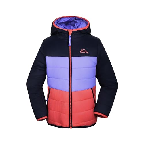 SMONTY Kinder Daunenjacke wasserabweisend und leichter Mantel für Jungen und Mädchen mit vernähten Nähten ideal für Frühling Herbst Camping Wandern und Reisen(VIOLETT/LACHSROT 7)