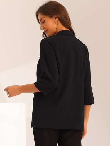 Allegra K Work Office 3/4 Sleeve Business Casual Outfits Blazers for Women's Lapel Collar Dressy Casual Suit Jacket3