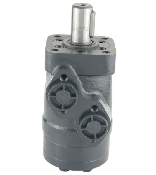 Hydraulikmotor Hydromot, Typ CPMQ125CD, Schluckvolumen 125 cm3/U, Anschlüsse: G 1/2‘‘, Welle: Ø 25 mm zylindrisch, Modell Längsschieberventil, 4-Loch Quadratflansch