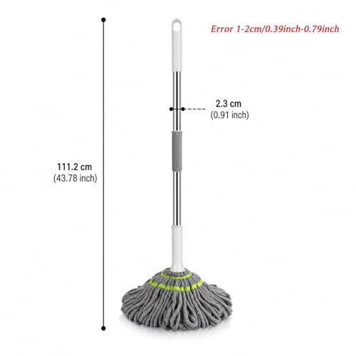 Image of Microfiber Squeeze Twist Mop for Floor Cleaning | 18-Inch Telescopic Extendable Handle | Self-Wringing Cotton Mop Head | Hardwood, Tile, Marble & Granite | Home, Office & Hospital Use | DecorTwist