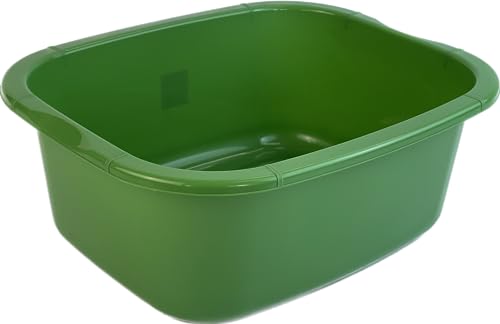 NIAM 11 Litres Rectangular Washing Up Bowl Eco Made Plastic Basin Mixing Sink Tidy Organizer Large Kitchen Portable Dish Washtub (Green)