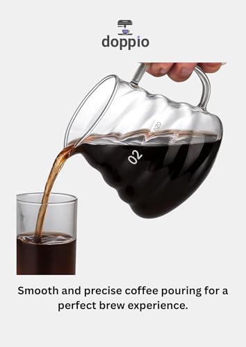 Image of DOPPIO Glass Coffee Server 600ml for Pour over and Drip Coffee Maker - Premium Borosilicate Carafe with Heat Resistant Design