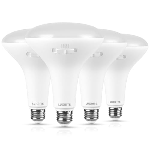 LUXRITE BR40 LED Light Bulb 12W (75 Watt Equivalent) 5CCT 2700K 3000K 3500K 4000K 5000K CRI 90 Dimmable 1080 Lumens LED Flood Light Bulb UL Listed E26 Medium Base (4 Pack)