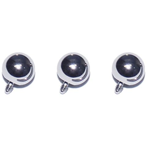 Painful Pleasures 3 Pack of Replacement Balls for Internally Threaded Body Piercing Jewelry 316L Silver Colored Stainless Steel for 12g 14g 12 14 Gauge 3mm 4mm 5mm 6mm (4mm) Cover