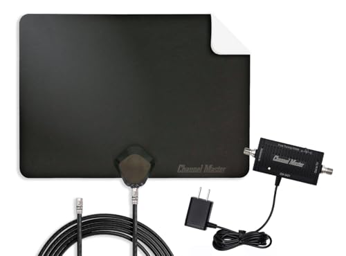 Channel Master FLATenna with Booster Indoor TV Antenna for Smart TVs & Local Channels Adjustable Signal Amplifier with LTE/FM Filters Supports 1080p 4K & NextGen TV (ATSC 3.0)