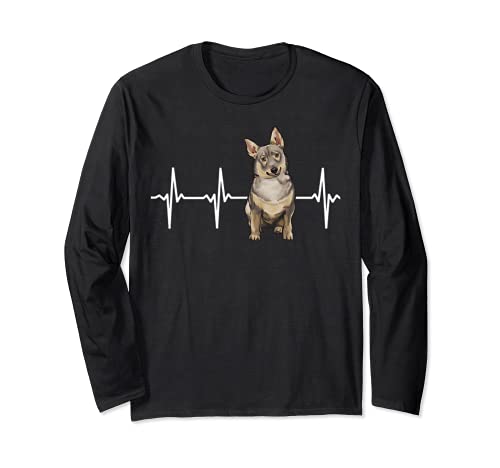 Swedish Vallhund Heartbeat Dog Lover Long Sleeve T-Shirt, Black