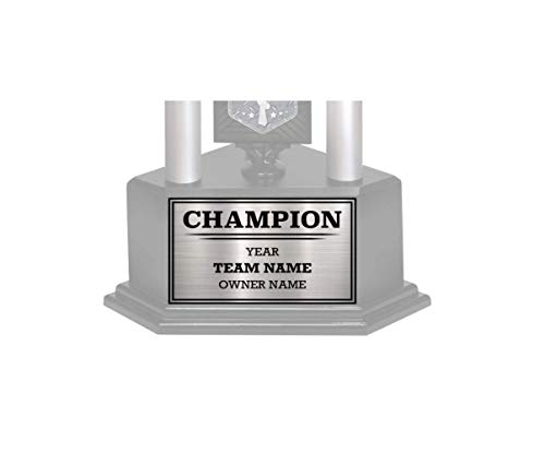 Image of TrophySmack 3 Column Single Winner League Plate - Customizable Engraved League Plate - Fantasy Football Trophy Champion Award Plate (Silver or Black)