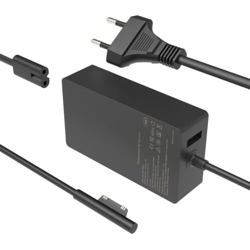 Chargeur Surface Pro 7 65W Compatible avec Microsoft Surface Pro 7 4 10 9 8 7+ 6 5 3 X Windows Surface 6 5 4 3 2 1 Go Book 3 2 1 Ordinateur Portable Cordon...