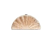 HNULGVI Bolsa De Concha Bolso de mano noche con forma abanico for mujer, bolso cruzado cadena a la moda, lujo for fiesta boda para la Fiesta(Champagne)