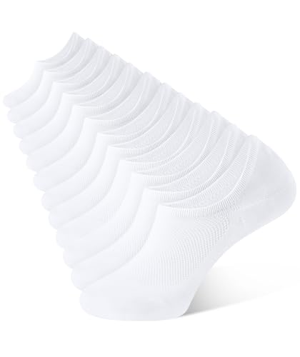 CLOSEMATE 6 Pares Calcetines Invisibles Hombre Bajos de Algodon Transpirables Cortos Verano Antideslizantes Silicona Hombres y Mujeres 6blanco M