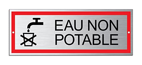 Plaque - Eau non potable | 175 x 65 mm 2 fois perforé matériau aluminium impression multicolore résistante aux intempéries et aux UV No.53310-L