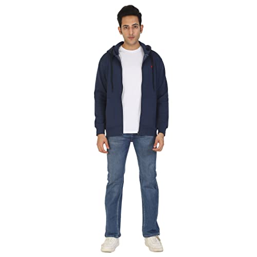 Image of D-GREEN Sweatshirt for Men Stylish Hoodie with Zipper and Full Sleeves Winter Wear