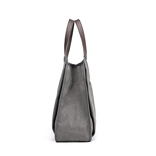 Sac à main en toile gris de grande capacité avec poches multicouches - 3