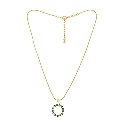 Estele 24 Kt Gold plated Trendy Rainbow Necklace with fancy Green crystals for Women (B08D8PJ94Z) Amazon Price History, Amazon Price Tracker