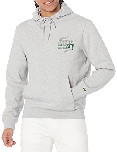 Lacoste Mens Long Sleeve Lacoste Print Hooded Sweatshirt