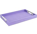 Modern Elegant 18"x12" Rectangle Purple Lavender Shagreen Decorative Ottoman Coffee Table Perfume Living Room Kitchen Serving Tray with Silver Metal Handles by Home Redefined for All Occasion's -  Home Trends