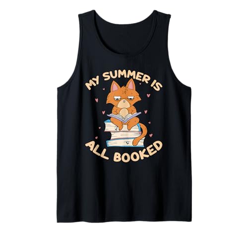My Summer Is All Booked Funny Bookworm Reading Gift Camiseta sin Mangas