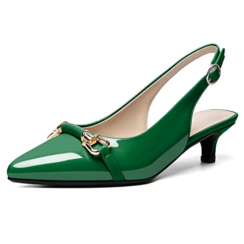 AUMOTED Women's Slingback Kitten Heels Classic Bow Pumps 1.6