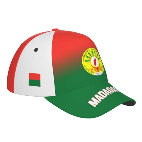 FAGIUCHI Casquette de baseball avec drapeau de Madagascar - Couleur dégradée - Impression 3D - Pour randonnée, cyclisme - Noir, Noir , 7 1/8-7 1/4