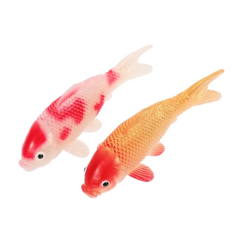Toddmomy Lot de 2 poissons koï artificiels en plastique flottant pour aquariums Ornements de poissons rouges pour décoration d'aquarium flottante