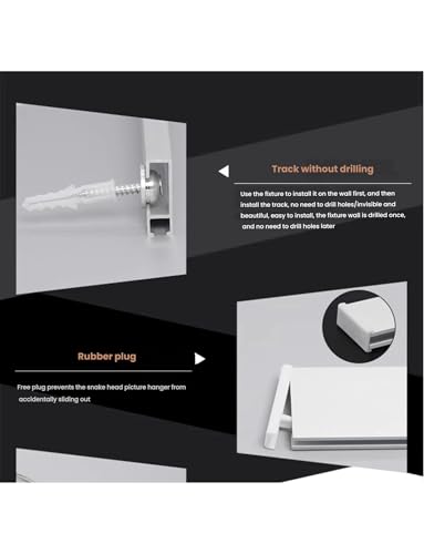 Image of Gallery Art Hanging Rail,100cm Long Picture Rail Hanging Hooks,Picture Hanging Track,Picture Rail Hooks & Installation Hardware(Rope 250cm)