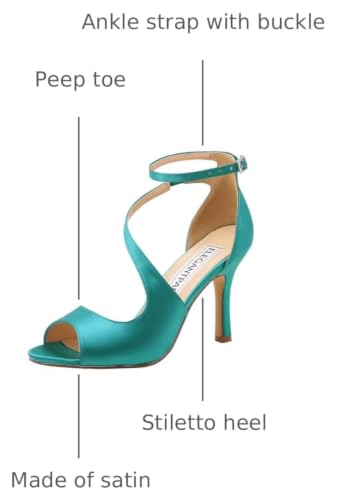Image of ELEGANTPARK High Heel Sandals for Women, Satin Strappy Wedding Dress Shoes | Adjustable Buckle, 3.5 inch Peep Toe Shoes for Bride, Wedding Guest, Bridal Reception, Evening Party, Prom and Formal Event