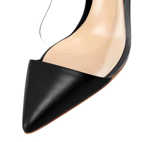 anteikira Women's Pointed Toe Stiletto Heel Transparent PVC Pumps Two Tone High Heels Clear PVC Elegant Dress Office Pumps for Women4