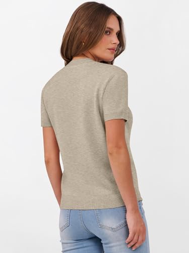 Image of ANRABESS Womens Short Sleeve Sweaters Wool Blend Crew Neck Sweater Shirts Business Casual Work Tops 2026 Summer Outfits