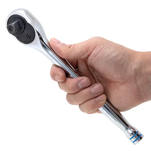 Image of Neiko 03117A 1 /2 Inch Ratchet Wrench, 100-Tooth Reversible Ratchet, 3.6 Degree, Quick Release 1 /2 Drive Ratchet, 10 inch Long Handle Ratchet, Oval Head Socket Wrench, CR-V Steel Half Inch Rachet Wrench