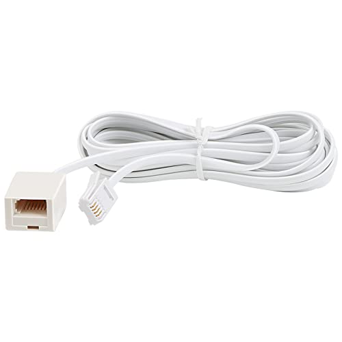 BT Cable de extensión de teléfono 5M, Uvital línea de teléfono para teléfono fijo del Reino Unido, blanco BT macho a 6P4C hembra Cover