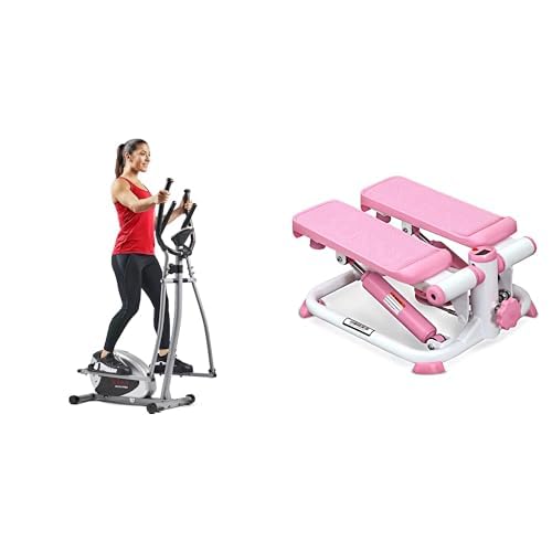Sunny Health & Fitness Magnetic Rowing Machine, Folding w/LCD Monitor and Extra Long Slide Rail + Yoga Mat - Blue