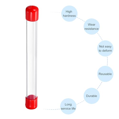 Image of PATIKIL Clear Rigid Tube Round Plastic Tubing with Red Rubber Caps Polycarbonate Water Pipe, 305mm / 12 Inch Length, 18mmx20mm /0.71 inchx0.8 inch, 1 Set