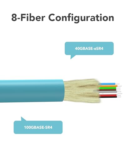 Image of 3M MPO to MPO APC Fiber Cable, OM3 Cable 40G /100G /400G, 8 Fibers Female Type B Multimode LSZH, MTP Compatible for FTTx - 3M(9.8FT)