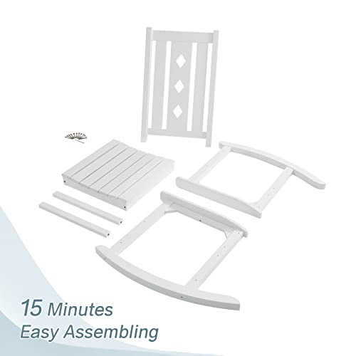 Efurden Rocking Chair Set Of 2, Weather Resistant Outdoor Rocking Chair For Adults, Smooth Rocker For Indoor And Outdoor, 350Lbs Weight Capacity (White) #TOP5