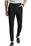 GINGTTO Black Dress Pants for Men Slim Fit Stretch Chinos for Men Fashion(Black Plain,38)
