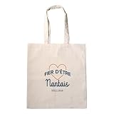 CADEAUX.COM - Tote Bag Personnalisable - Fier d'être Nantais - 100% Coton Recyclable - Naturel/Écru - Sac en Coton à Personnaliser - Idée Cadeau Original- Cadeau Homme - Idée Cadeau Femme