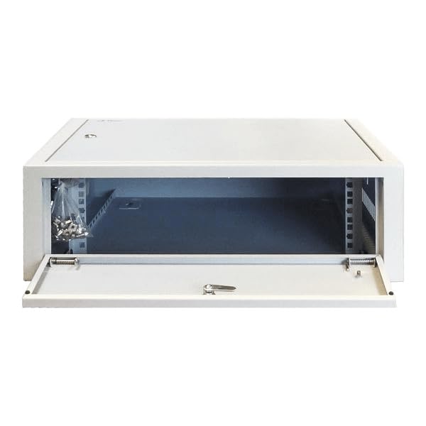 3U - Armadietto da parete con porta in metallo bianco, profondità 185 mm