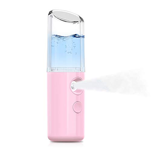 Nano Facial Mister，Advien Portable Mini Face Mist Handy Sprayer Atomization Eyelash Extensions Cool Facial Steamer（Pink）