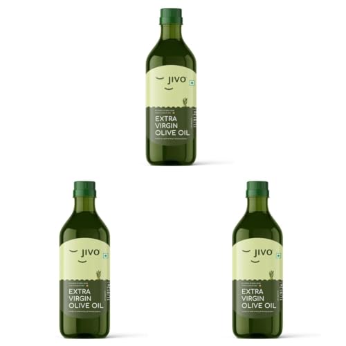 Image of Jivo Extra Virgin Olive Oil 1 litre | Imported from Spain | Contains Vitamin E | Low in Saturated Fat | Natural Cooking Oil | Ideal for Dressings, Salad, and Soups, Dips & Marinades (Pack of 3)