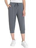 Weintee Women's Petite Capris Capri Joggers with Pockets XL Granite Heather