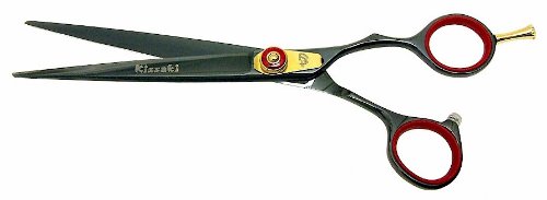 Kissaki Hair Scissors Kogai 7.0 inches Black Titanium Hair Cutting Shears Hairdressing Scissors