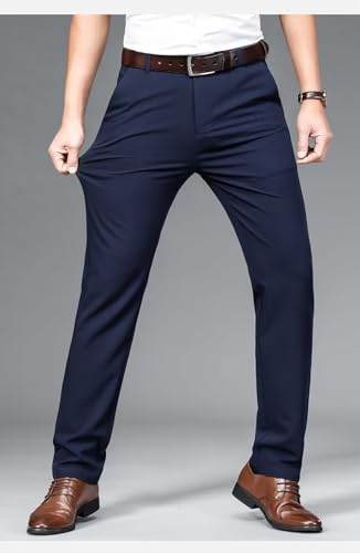 Men's Fit Pants Casual Slacks Business Slim Pants Lightweight with Pockets3