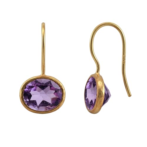 Boucles d'oreilles améthyste naturelle et argent sterling plaqué or au raffinement intemporel