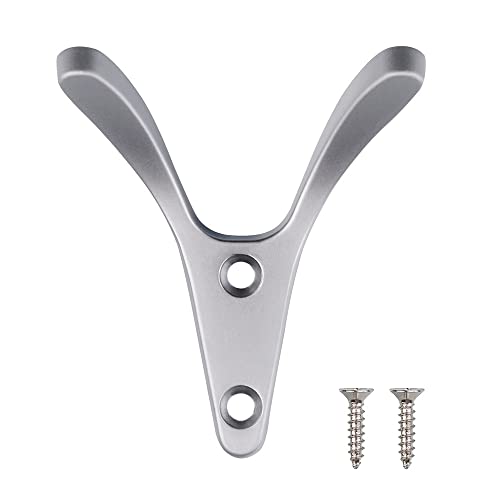 Cosnys - Ganchos de pared (5 unidades, cromados, opacos, para albornoces, ganchos decorativos de metal con tornillos para baño, cocina, entrada y oficina