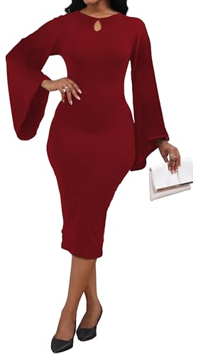 Image of SeNight Women's Elegant Dress Bodycon Work Business Pencil Dresses