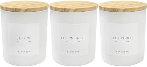 Ezebesta 3PCS Modern 13.53oz Black Bathroom Canisters with 12 Labels ...