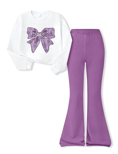 Image of Girls Clothes 2 Piece Cute Butterfly Sweatshirt & Flared Pants /Cargo Pants Winter Outfits for Teen Girls 7-14Y