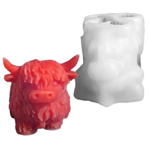 Moldes de Resina Animal - Moldes de Highland de alimenticio | Moldes de resina para jabones gelatina de velas | Molde de silicona en forma de para hornear goma | Molde decorativo de