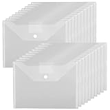 Donken 20er Dokumententasche A4, Dokumentenmappe mit Druckknopf, Sichttasche A4 für Organisieren mit Etikettentasche (Transparent)