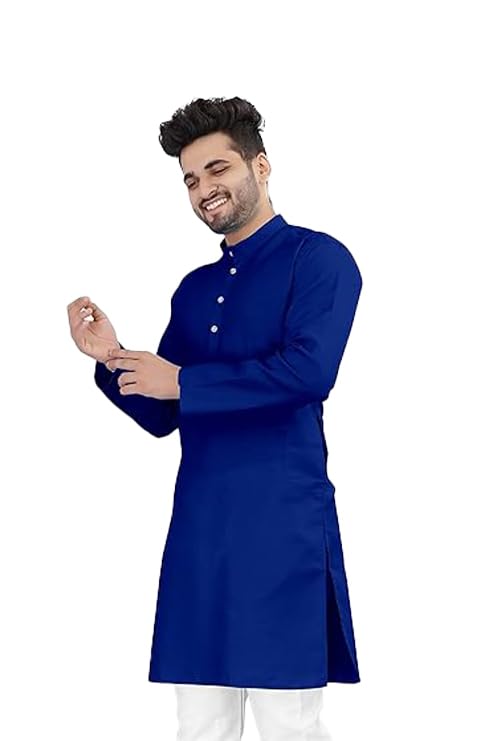 Image of Flossy Men's Cotton Blend Plain Solid Kurta for Men